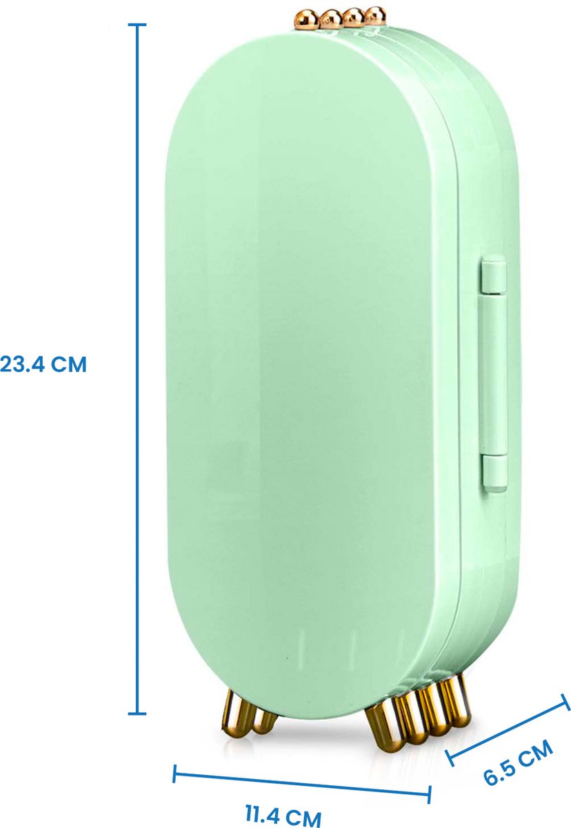 YONO Compacte Sieradenhouder met Spiegel - Sieraden Display Organizer - Oorbellen Standaard - Oorbellenrekje - Ketting Houder - Sieradendoosje - Mintgroen