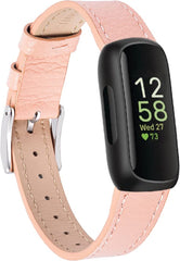 YONO Leer Bandje geschikt voor Fitbit Inspire 3 - Vervangende Lederen Armband - Lichtroze
