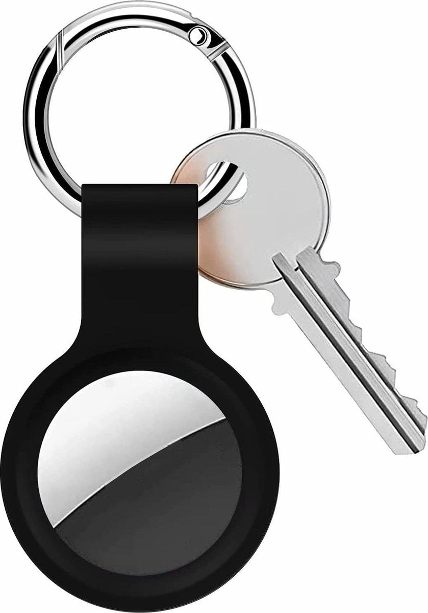 Sleutelhanger Geschikt voor Apple AirTag - Hoesje - Beschermhoesje - Hanger - Case - Houder - Zwart - 2-Pack