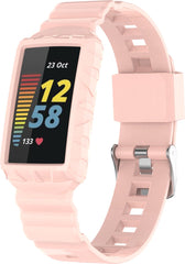 YONO Siliconen Shock Proof Bandje - Geschikt voor Fitbit Charge 6 / 5 / 4 / 3 - Lichtroze