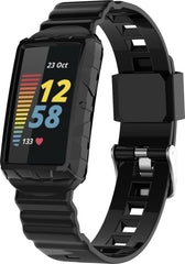 YONO Siliconen Shock Proof Bandje - Geschikt voor Fitbit Charge 6 / 5 / 4 / 3 - Zwart