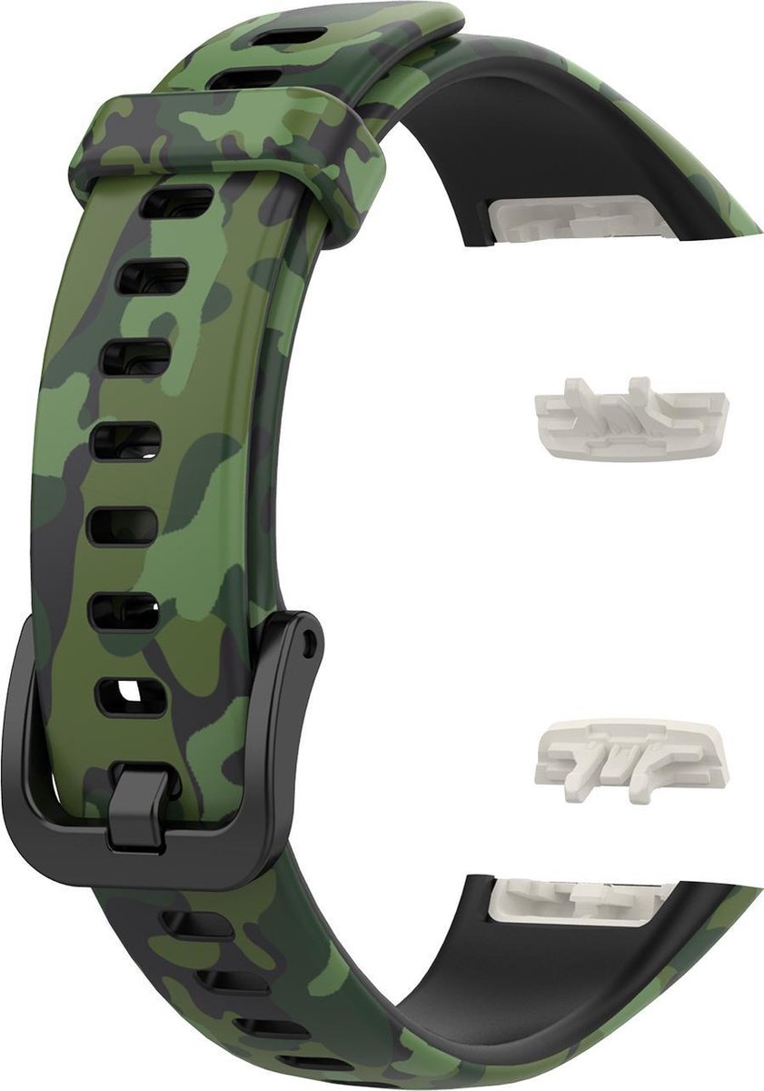 YONO Siliconen Bandje geschikt voor Huawei Band 6 - Camouflage Groen