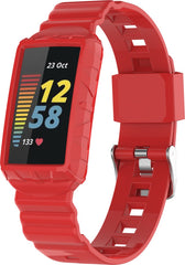 YONO Siliconen Shock Proof Bandje - Geschikt voor Fitbit Charge 6 / 5 / 4 / 3 - Rood