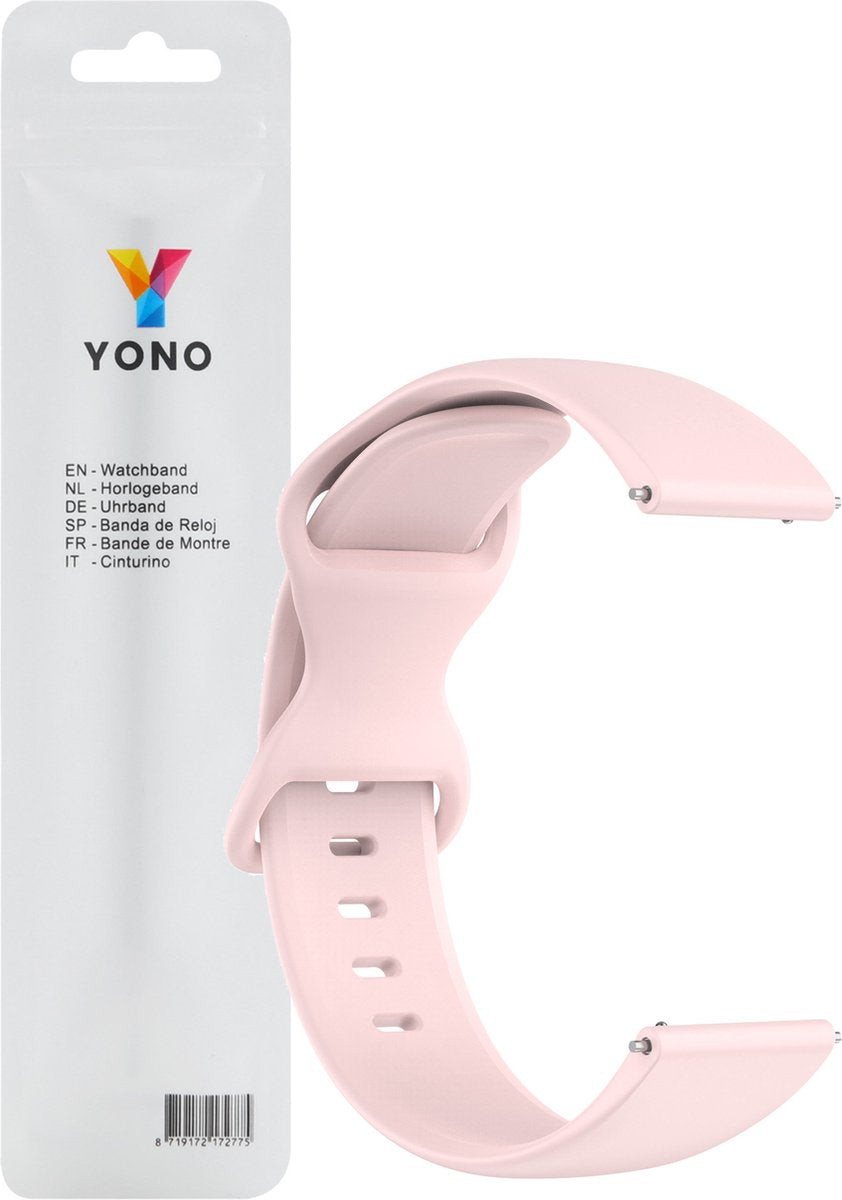 YONO Siliconen Soft Bandje 20mm - Horlogebandje geschikt voor Samsung Galaxy Watch 7/6/5 / Pro / 4 / 3 / Active 2 - Polar Ignite / Unite – Huawei - Lichtroze - Small