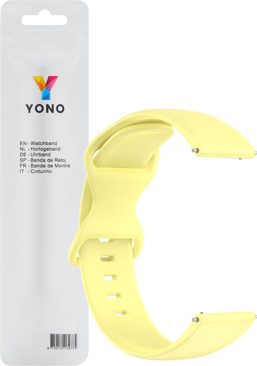 YONO Siliconen Soft Bandje 22mm - Horlogebandje geschikt voor Samsung Galaxy Watch 46mm / 3 (45mm) / Gear s3 - Polar Vantage M2 / Grit X - Huawei Watch GT 3 (pro) / 2 - Amazfit GTR - Lemon - Small