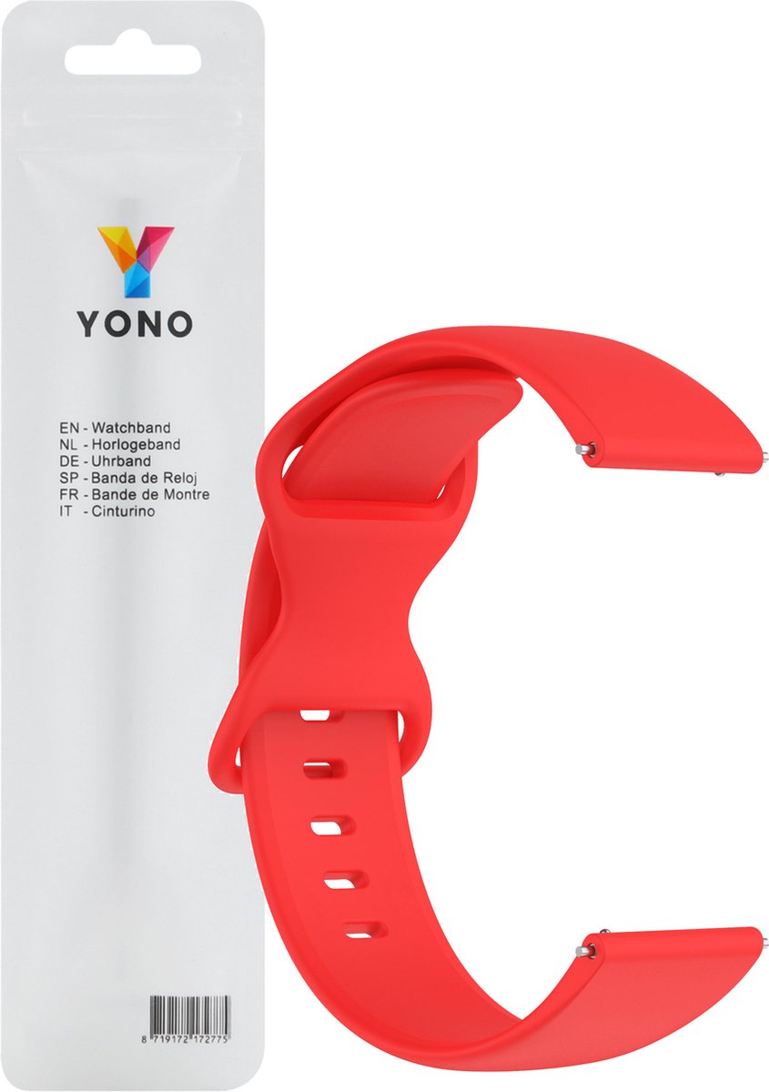 YONO Siliconen Soft Bandje 20mm - Horlogebandje geschikt voor Samsung Galaxy Watch 7/6/5 / Pro / 4 / 3 / Active 2 - Polar Ignite / Unite – Huawei - Rood - Large