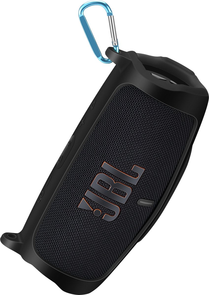 YONO Siliconen Hoes geschikt voor JBL Charge 5 – Case met Draagriem en Clip – Beschermhoes - Zwart