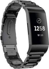 YONO Bandje geschikt voor Fitbit Charge 4 – Charge 3 – Schakel RVS – Zwart