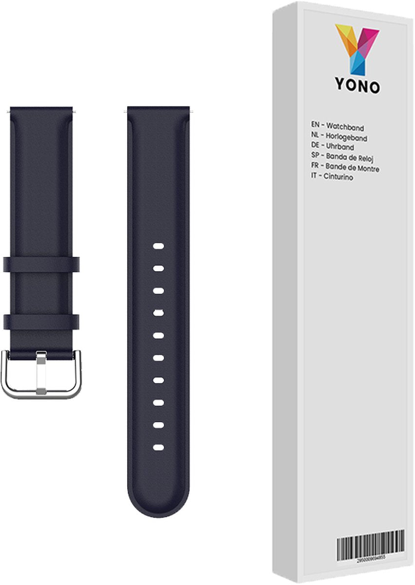 YONO Vacca Leer Bandje 20mm - Leren Horlogebandje geschikt voor Samsung Galaxy Watch 7 / 6 / 5 / Pro / 4 / 3 / Active 2 - Polar Ignite / Unite – Huawei – Donkerblauw