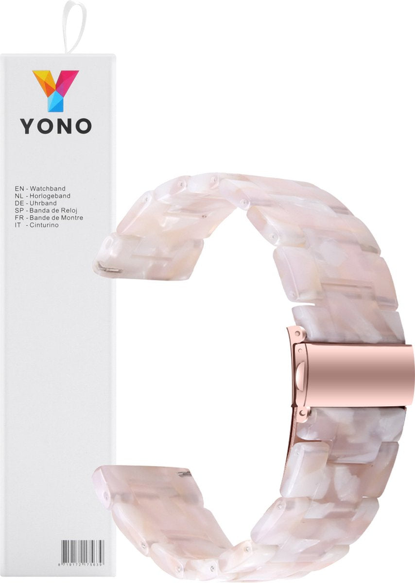 YONO Resin Schakel Bandje 20mm - Horlogebandje geschikt voor Samsung Galaxy Watch 7/6/5 / Pro / 4 / 3 / Active 2 - Polar Ignite / Unite – Huawei - Lichtroze