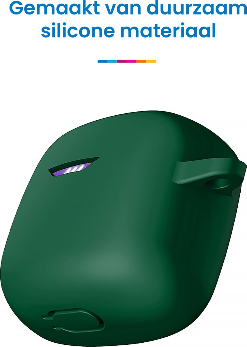 YONO Soft Case geschikt voor JBL Tune Flex - Siliconen Hoesje met Clip - Donkergroen