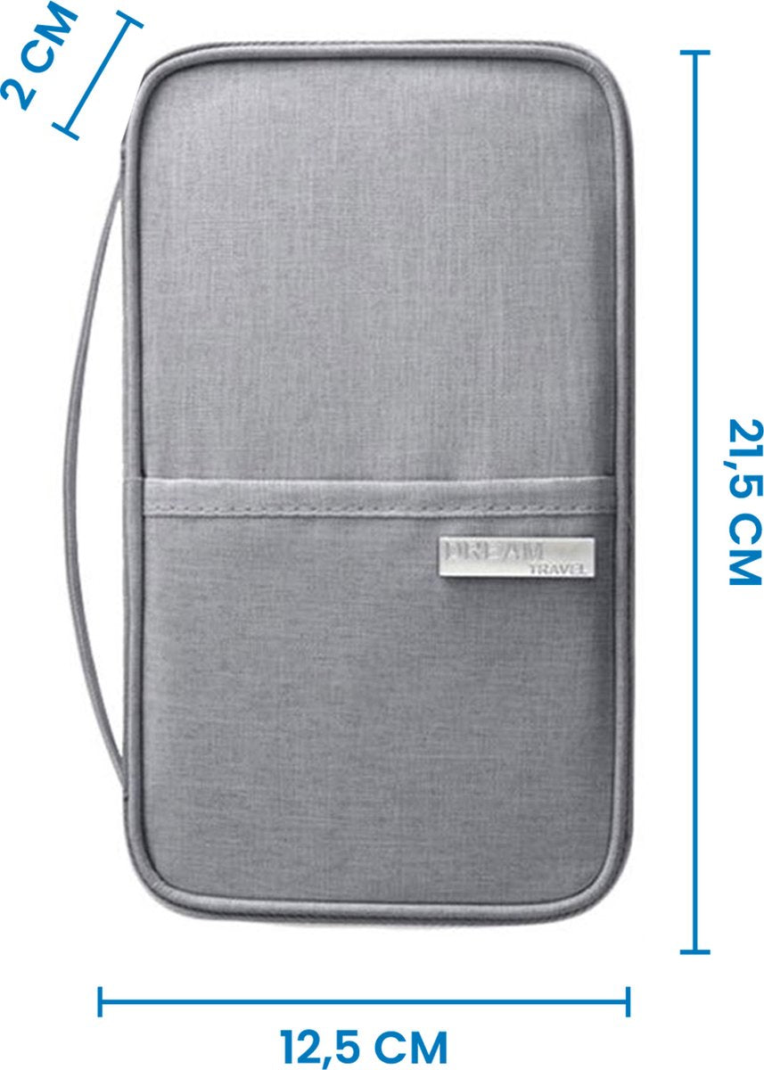 YONO Reis Portemonnee met Paspoort Houder - Documenten Organizer Hoesje - Kaarthouder Pasjes Tasje - Grijs