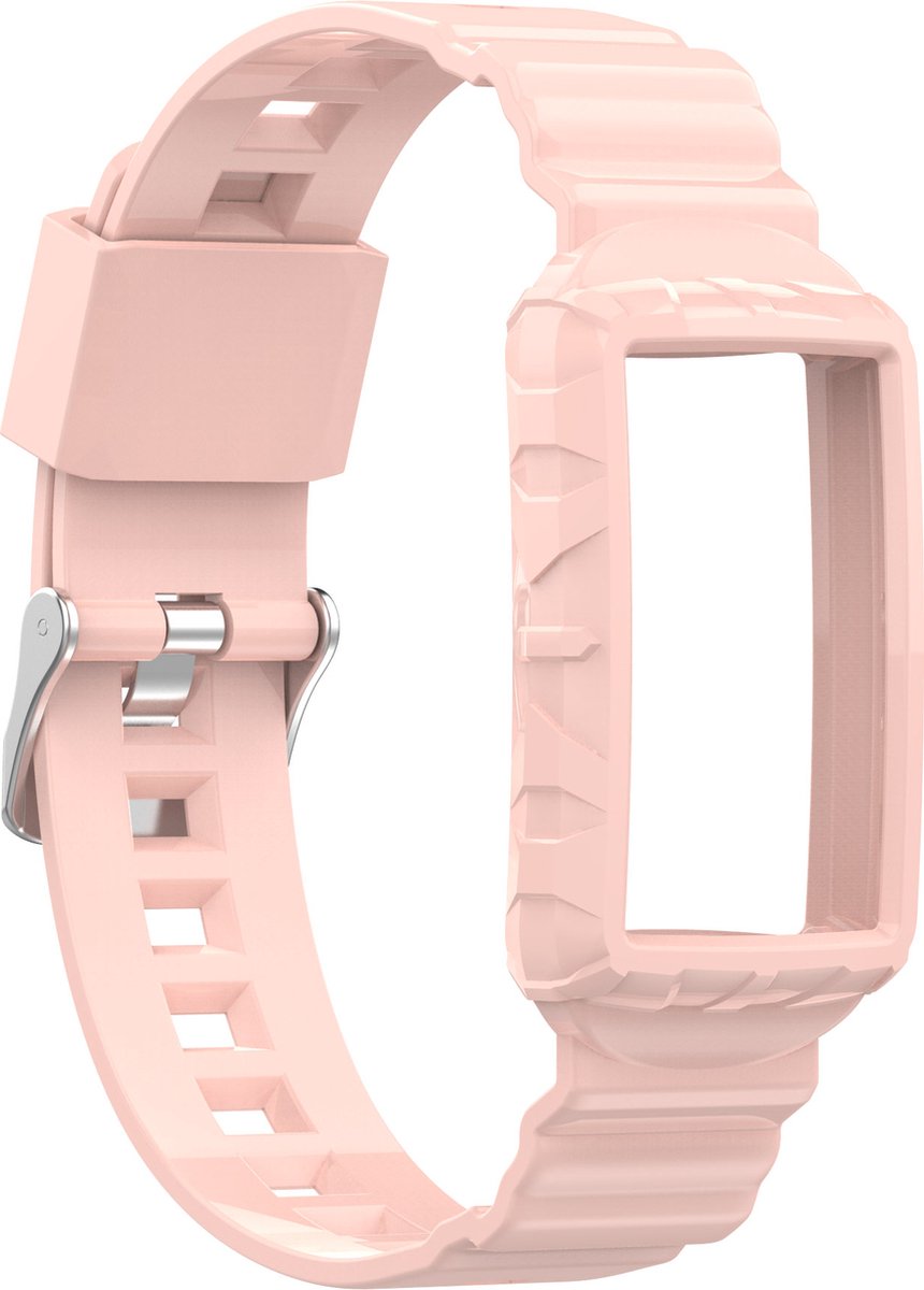 YONO Siliconen Shock Proof Bandje - Geschikt voor Fitbit Charge 6 / 5 / 4 / 3 - Lichtroze