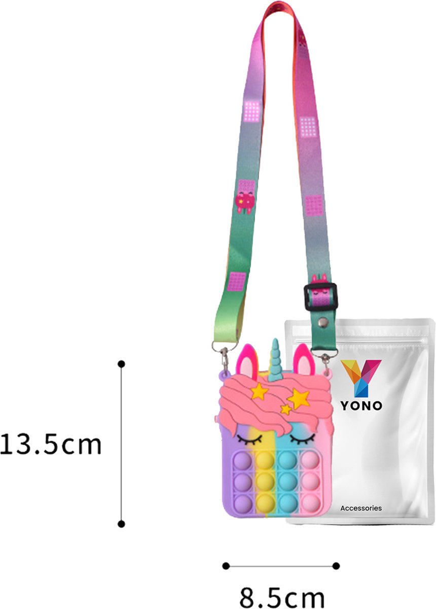 YONO Pop It Schoudertasje Unicorn – Fidget Toys Tasje Eenhoorn voor Meisjes – Handtasje – Regenboog