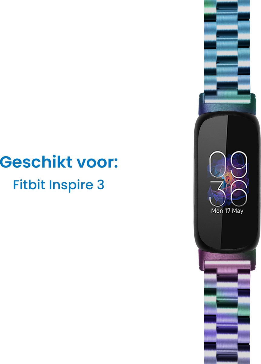 YONO Stalen Bandje geschikt voor Fitbit Inspire 3 - RVS Schakel Horlogeband - Parelmoer