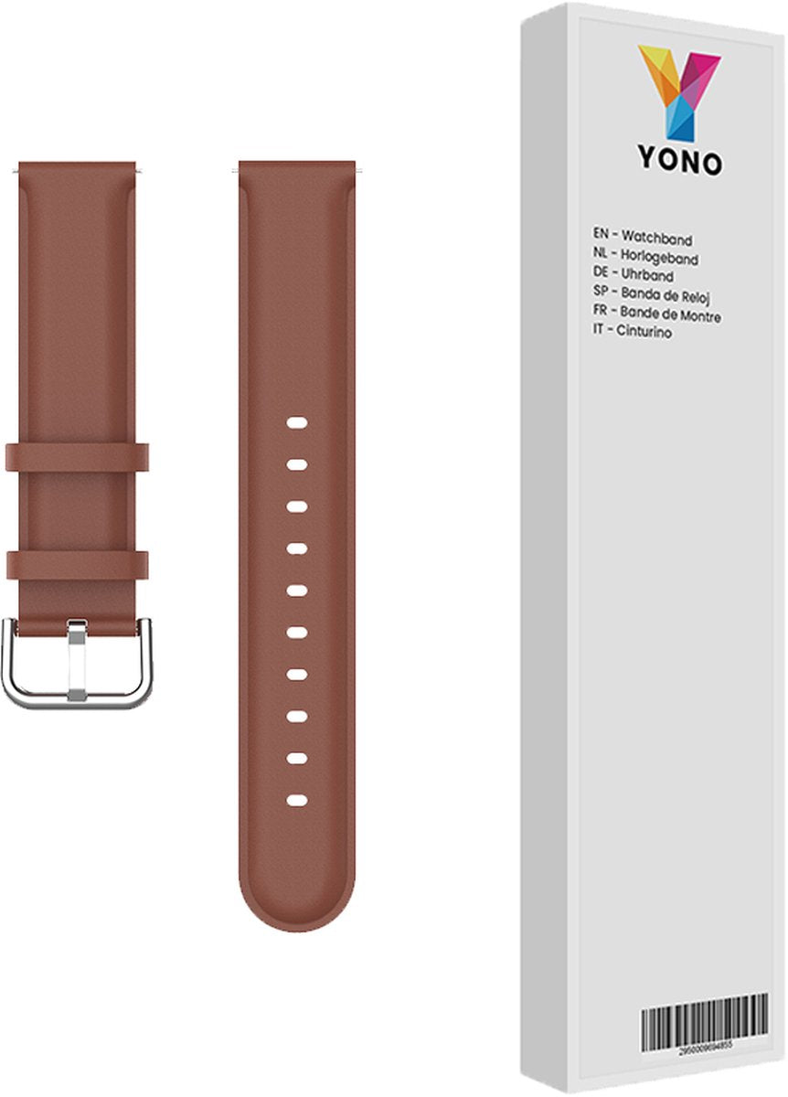 YONO Vacca Leer Bandje 22mm - Horlogebandje geschikt voor Samsung Galaxy Watch 46mm / 3 (45mm) / Gear s3 - Polar Vantage M2 / Grit X - Huawei Watch GT 3 (pro) / 2 - Amazfit GTR - Bruin