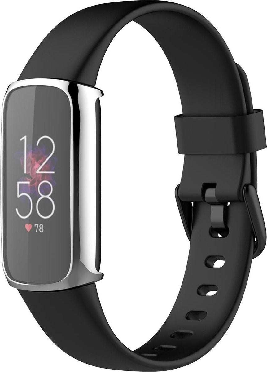YONO Full Cover Bumper geschikt voor Fitbit Luxe - Siliconen Case - Screenprotector Hoesje - Zilver