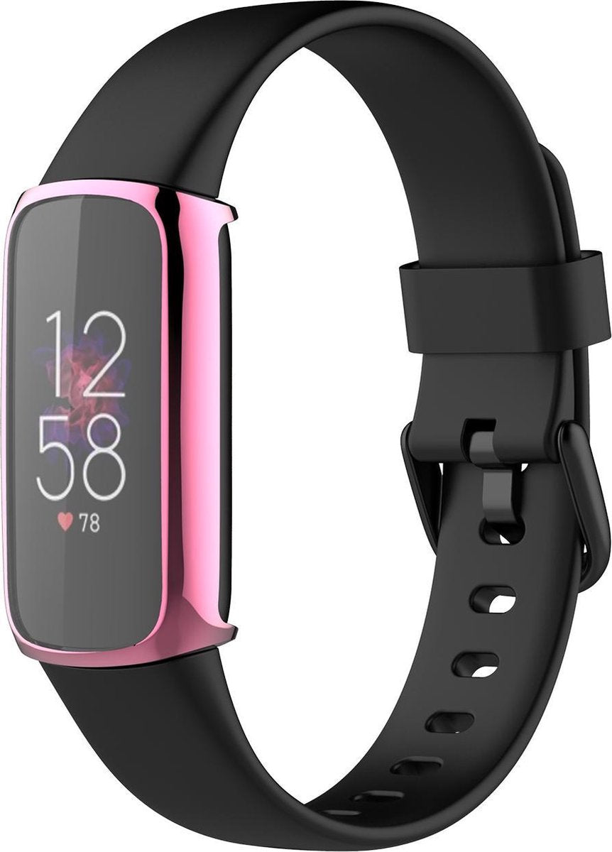 YONO Full Cover Bumper geschikt voor Fitbit Luxe - Siliconen Case - Screenprotector Hoesje - Roze