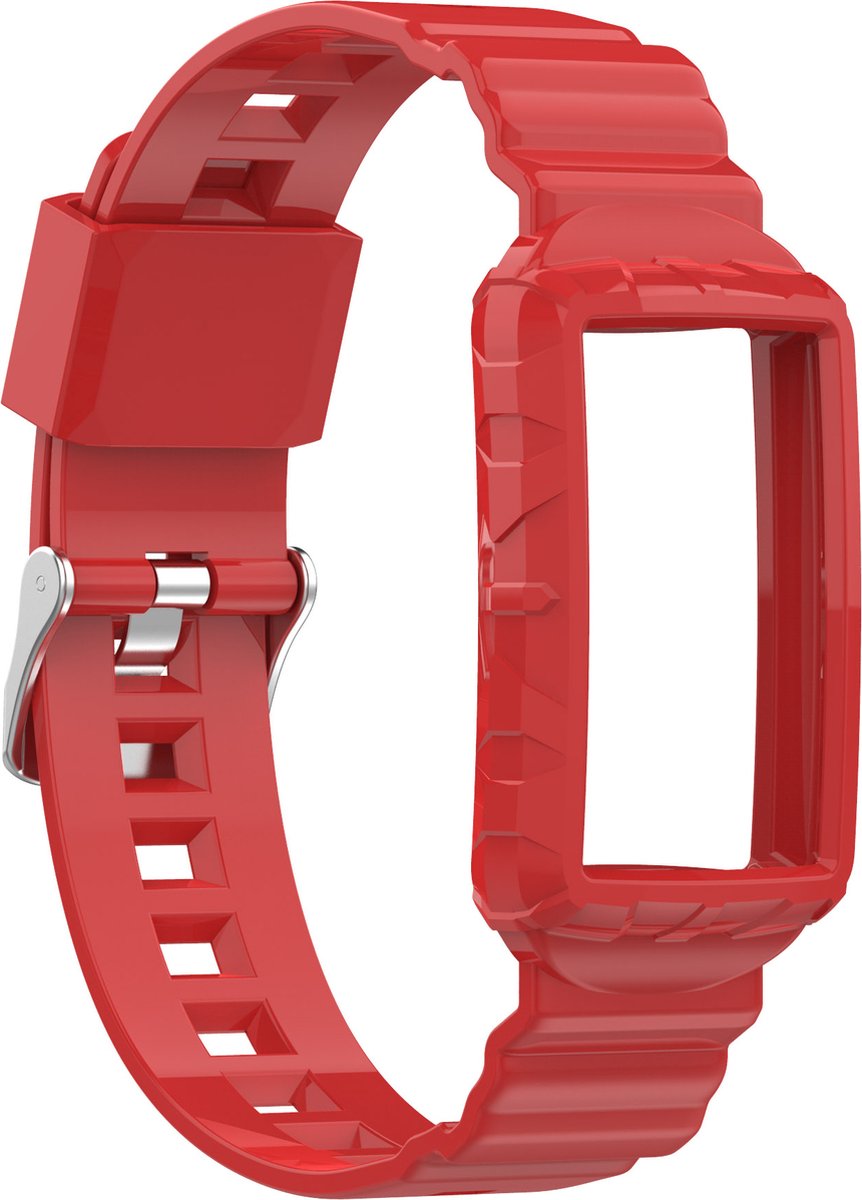 YONO Siliconen Shock Proof Bandje - Geschikt voor Fitbit Charge 6 / 5 / 4 / 3 - Rood