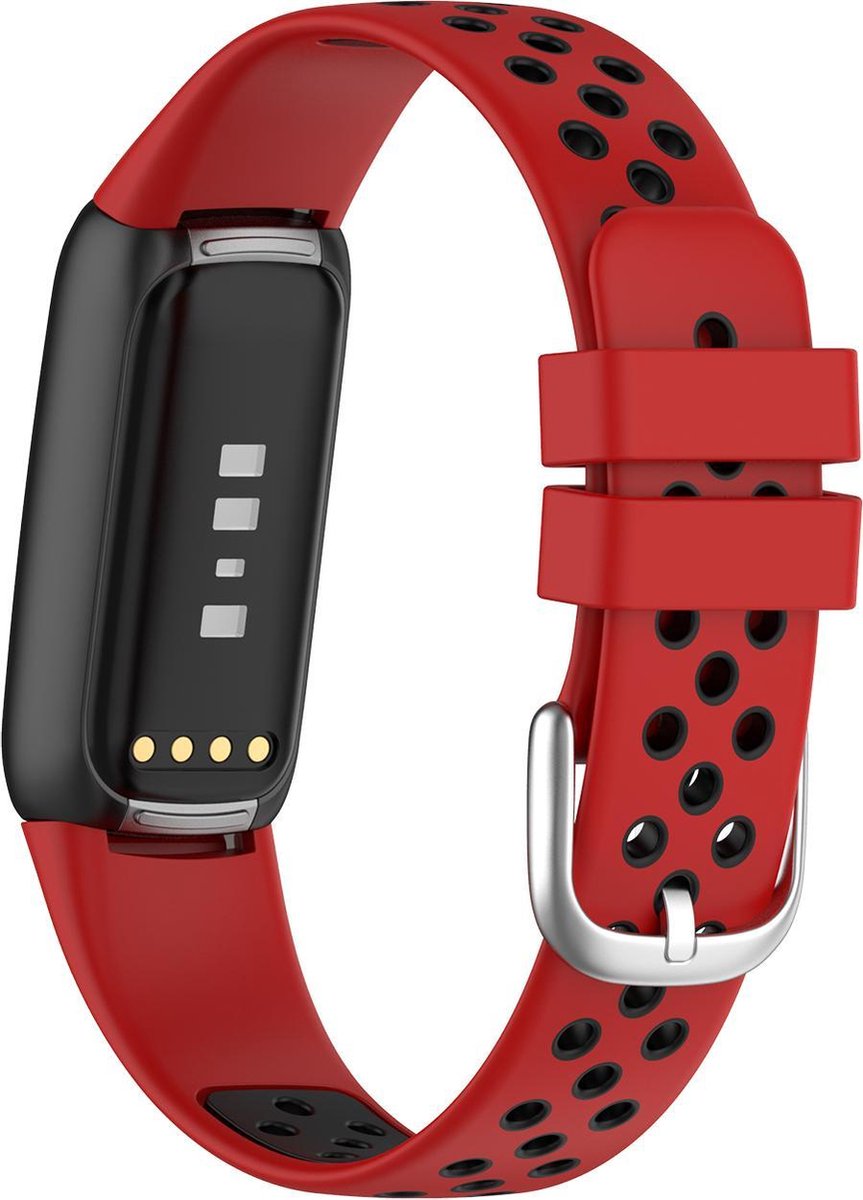 YONO Sport Air Bandje geschikt voor Fitbit Luxe - Vervangende Siliconen Armband - Rood / Zwart