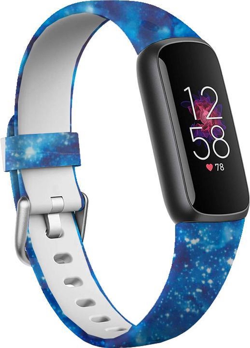 YONO Siliconen Bandje geschikt voor Fitbit Luxe - Sterren Blauw