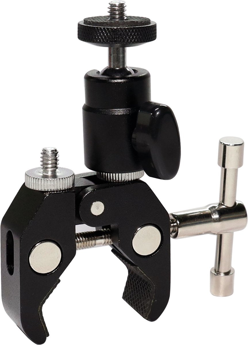 YONO Super Clamp Mount geschikt voor Camera - Klem Statief met Balhoofd, 1/4 en 3/8 Schroef Aansluiting - Zwart