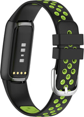 YONO Sport Air Bandje geschikt voor Fitbit Luxe - Vervangende Siliconen Armband - Zwart / Groen