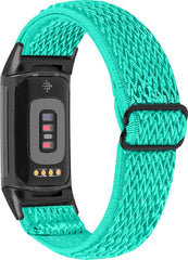 YONO Nylon Stretch Bandje geschikt voor Fitbit Charge 5 / 6 - Vervangende Pols Band - Turquoise