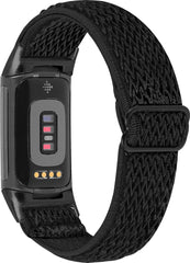 YONO Nylon Stretch Bandje geschikt voor Fitbit Charge 5 / 6 - Vervangende Pols Band - Zwart