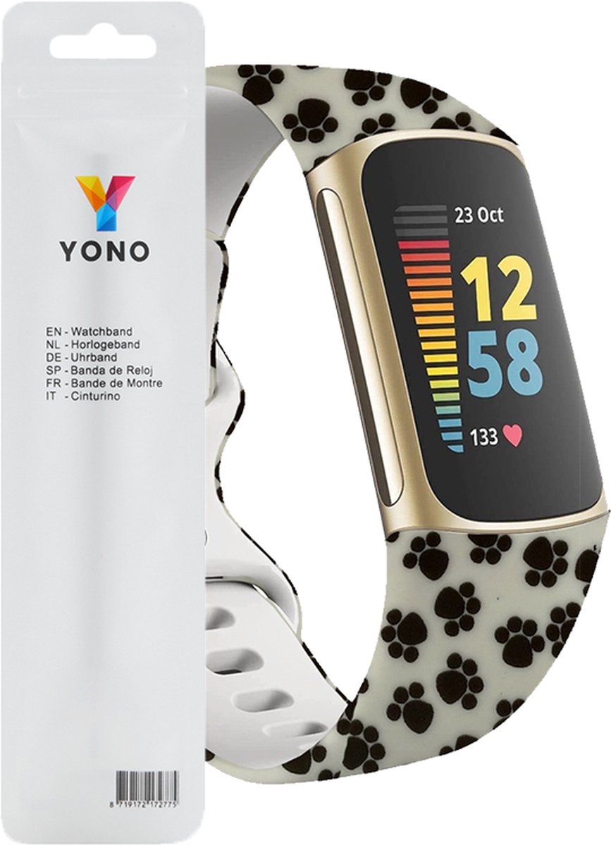 YONO Special Siliconen Bandje geschikt voor Fitbit Charge 5 / 6 - Pootjes - Small