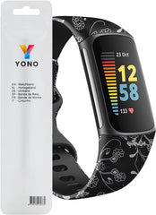 YONO Special Siliconen Bandje geschikt voor Fitbit Charge 5 / 6 - Bloemen - Small