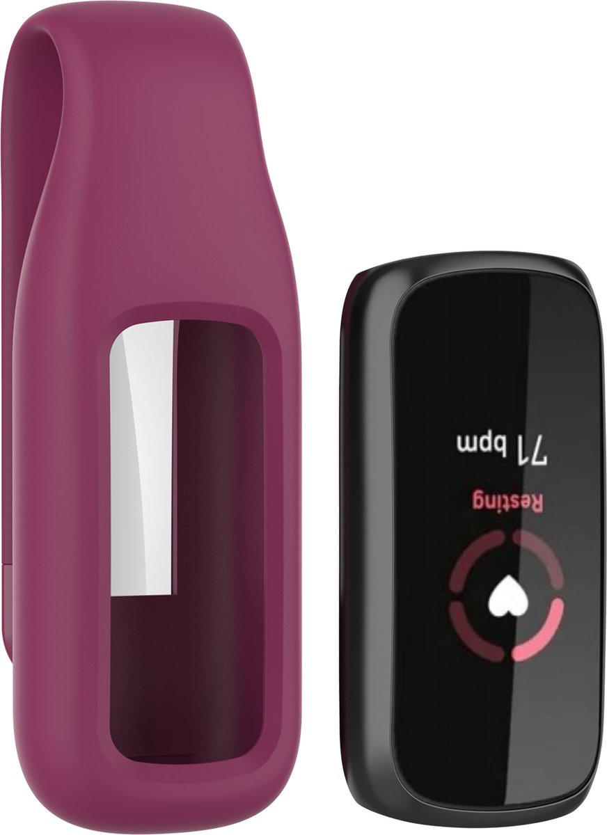 YONO Siliconen Clip Case geschikt voor Fitbit Luxe - Hoesje - Paars