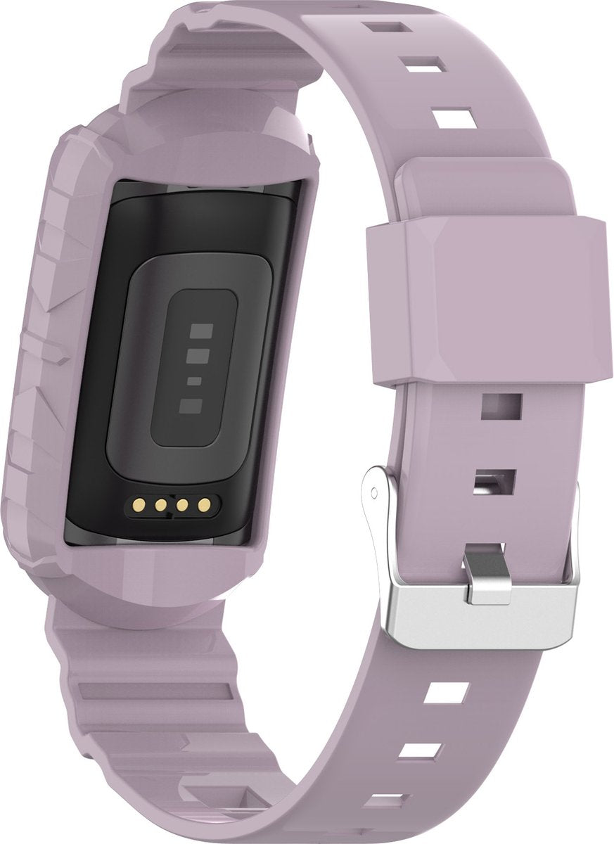 YONO Siliconen Shock Proof Bandje - Geschikt voor Fitbit Charge 6 / 5 / 4 / 3 - Lichtpaars