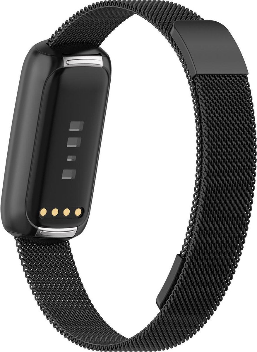YONO Milanees Bandje geschikt voor Fitbit Luxe - Vervangende Milanese Armband - Zwart - Large