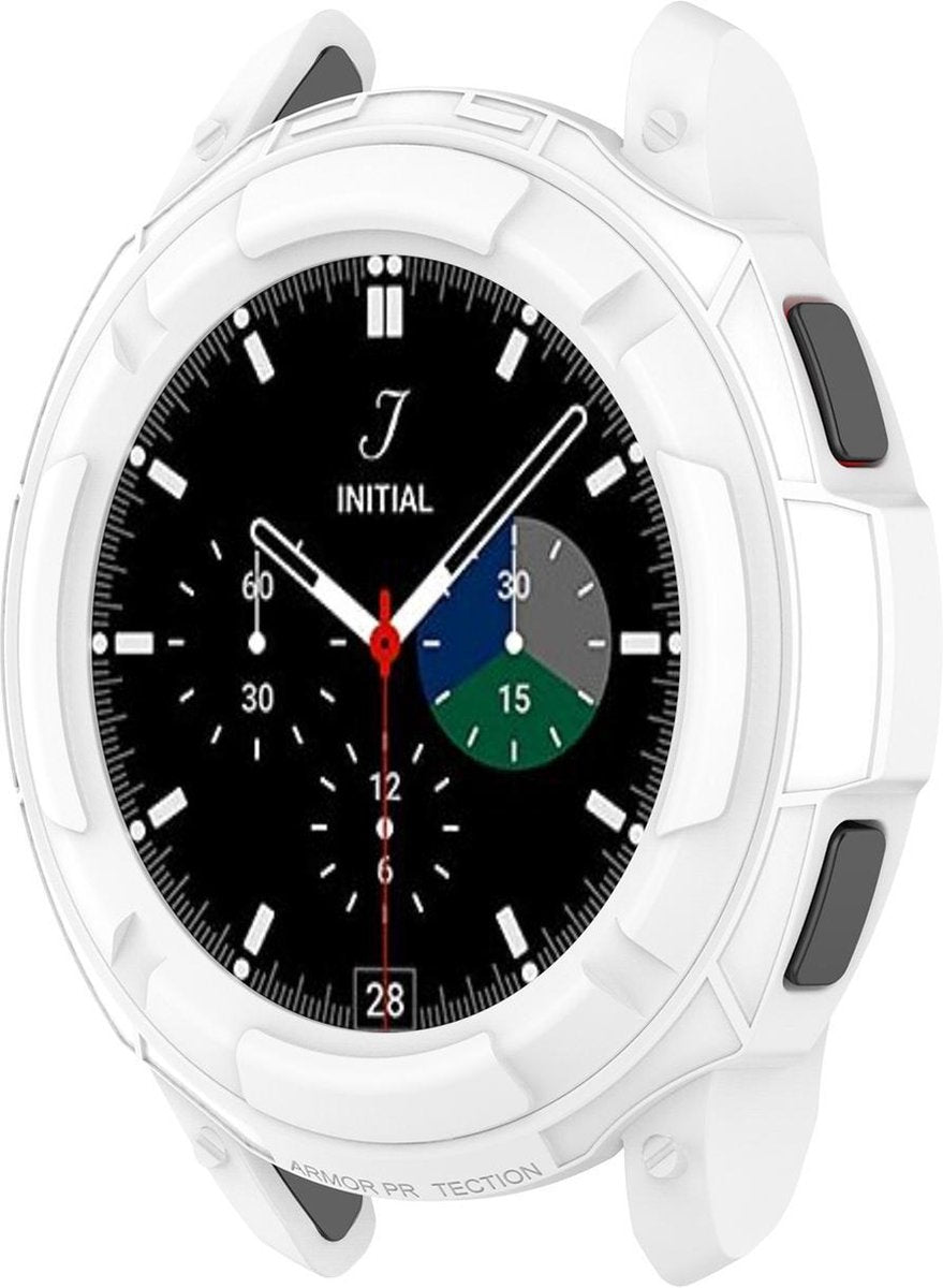 YONO Armor Bumper geschikt voor Samsung Galaxy Watch 4 42mm - Siliconen Case Hoesje met Ringbeschermer - Wit