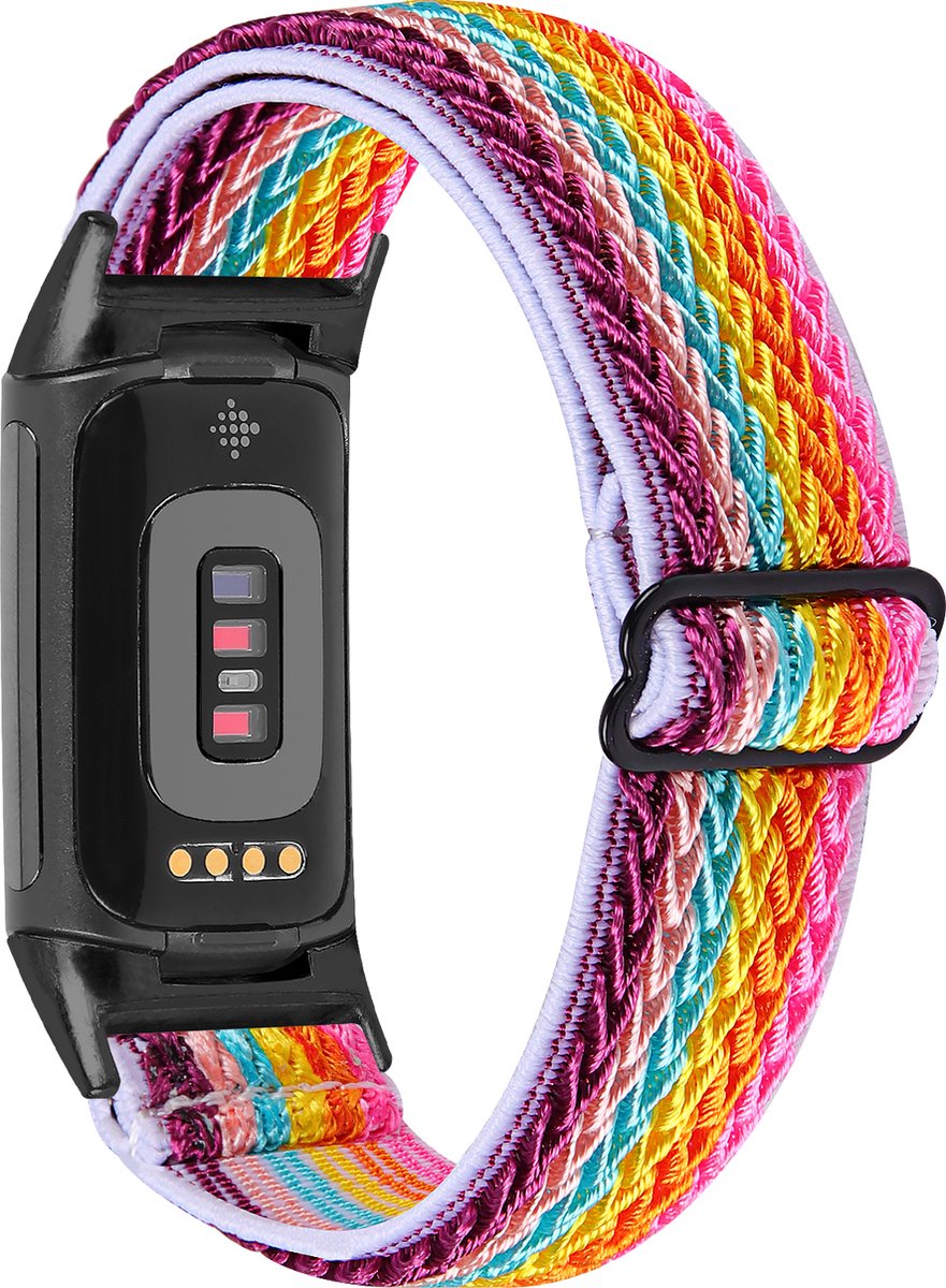 YONO Nylon Stretch Bandje geschikt voor Fitbit Charge 5 / 6 - Vervangende Pols Band - Multicolour
