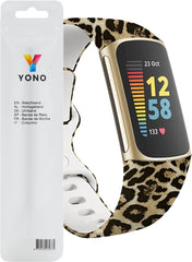 YONO Special Siliconen Bandje geschikt voor Fitbit Charge 5 / 6 - Leopard - Large