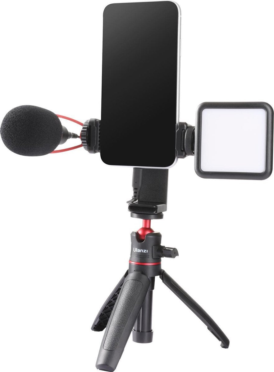 Ulanzi ST-22 360º draaibare en kantelbare telefoonhouder voor statief - met 2 Cold Shoe Mounts - Zwart
