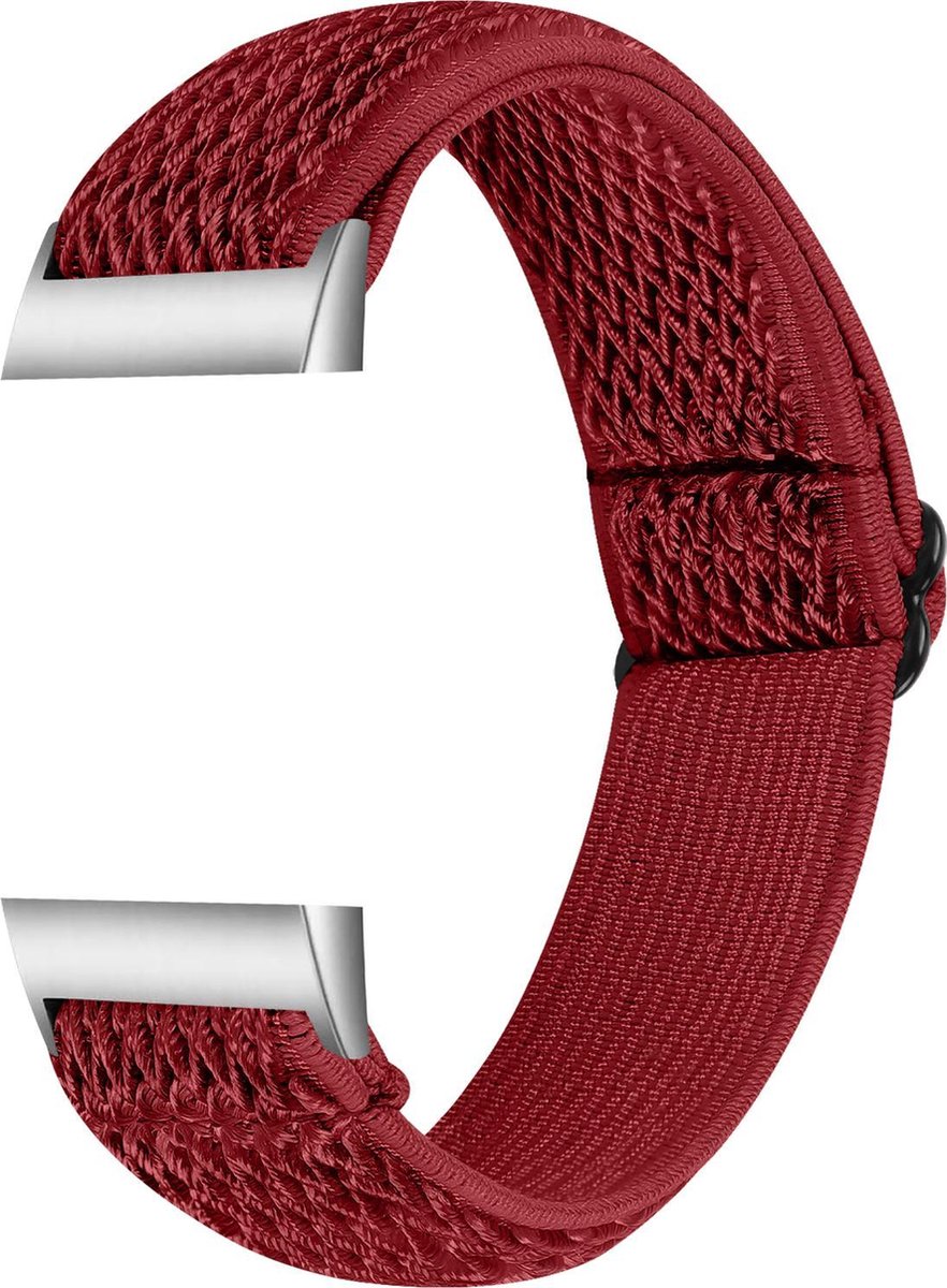 YONO Bandje geschikt voor Fitbit Charge 4 / 3 - Nylon Stretch – Rood