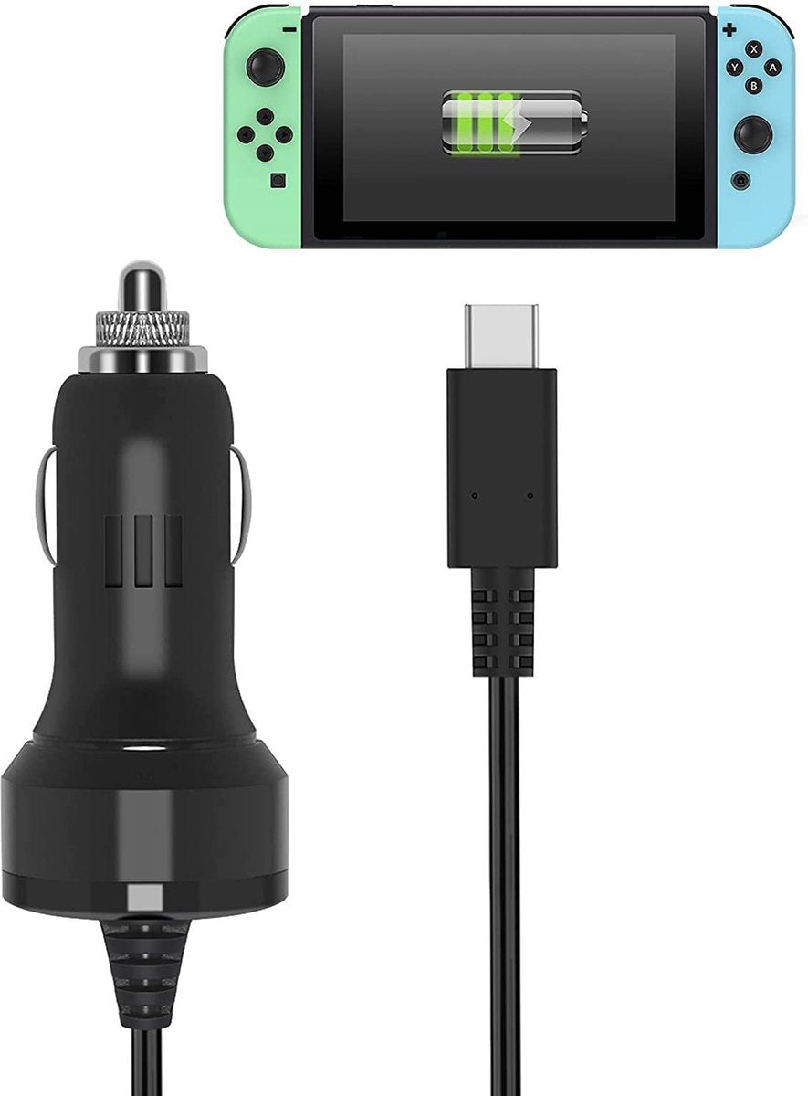 YONO Auto Oplader geschikt voor Nintendo Switch / OLED / LITE - Type-C Oplaadkabel - Autolader - 1.5 Meter