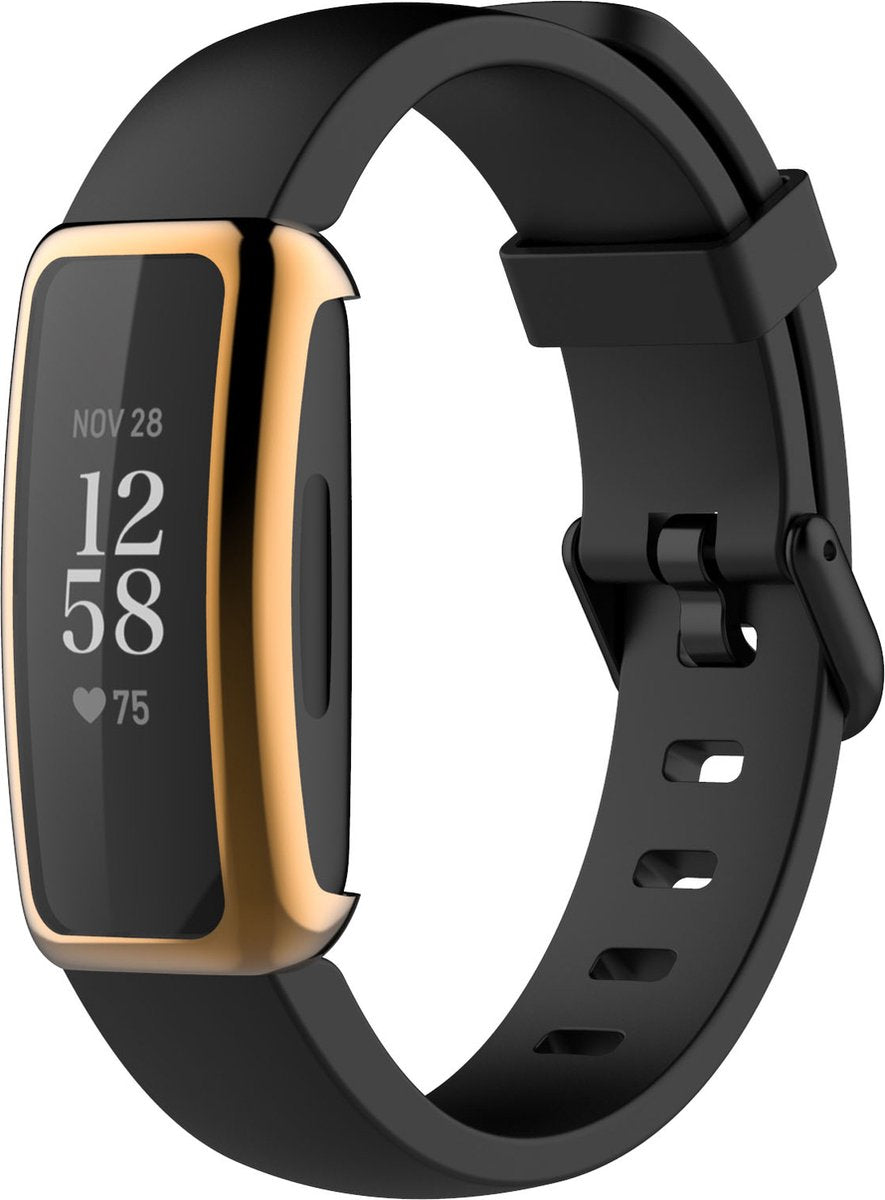 YONO Bumper geschikt voor Fitbit Inspire 3 – Siliconen Case – Screenprotector Hoesje – Rose Gold