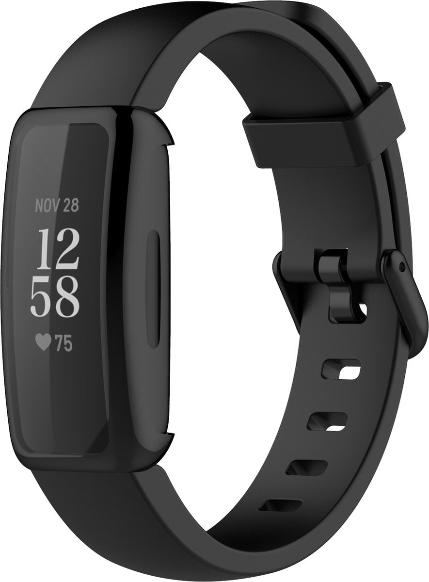 YONO Bumper geschikt voor Fitbit Inspire 3 – Siliconen Case – Screenprotector Hoesje – Zwart