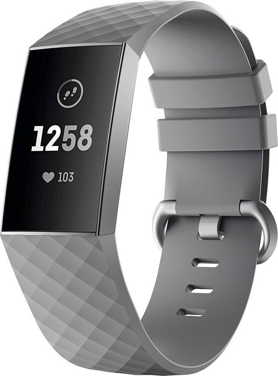 YONO Bandje geschikt voor Fitbit Charge 4 / 3 – Siliconen – Grijs – Small