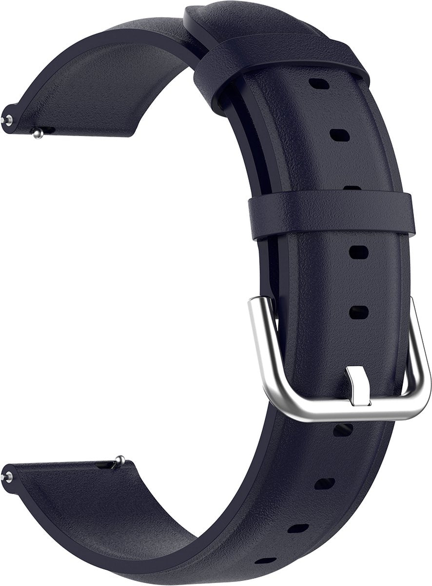 YONO Vacca Leer Bandje 20mm - Leren Horlogebandje geschikt voor Samsung Galaxy Watch 7 / 6 / 5 / Pro / 4 / 3 / Active 2 - Polar Ignite / Unite – Huawei – Donkerblauw