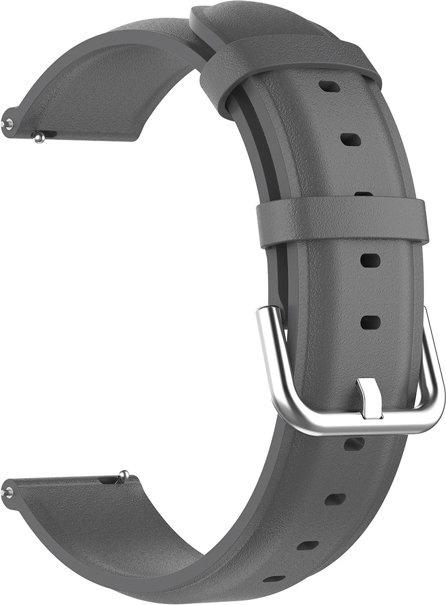 YONO Vacca Leer Bandje 22mm - Horlogebandje geschikt voor Samsung Galaxy Watch 46mm / 3 (45mm) / Gear s3 - Polar Vantage M2 / Grit X - Huawei Watch GT 3 (pro) / 2 - Amazfit GTR - Grijs
