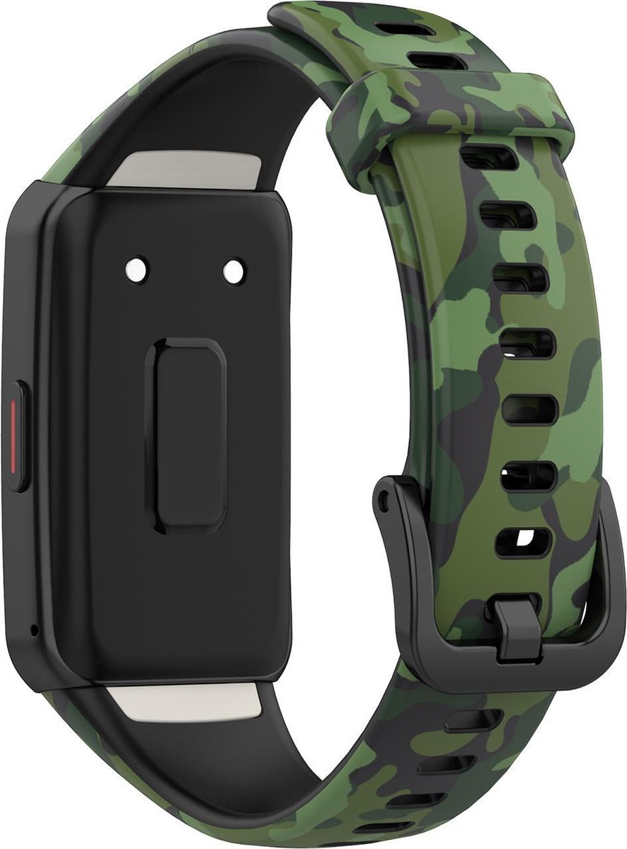 YONO Siliconen Bandje geschikt voor Huawei Band 6 - Camouflage Groen