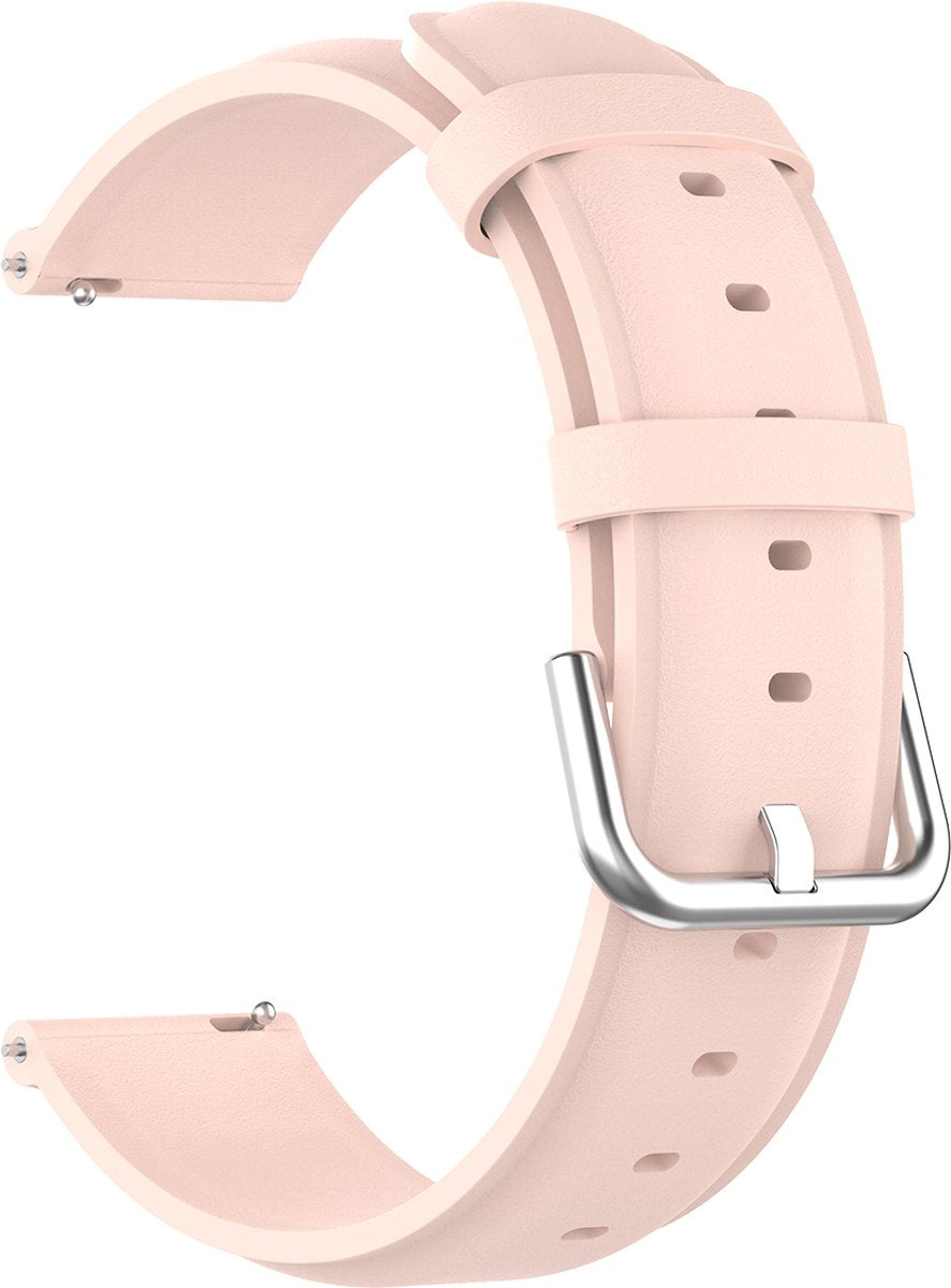YONO Vacca Leer Bandje 22mm - Horlogebandje geschikt voor Samsung Galaxy Watch 46mm / 3 (45mm) / Gear s3 - Polar Vantage M2 / Grit X - Huawei Watch GT 3 (pro) / 2 - Amazfit GTR - Lichtroze