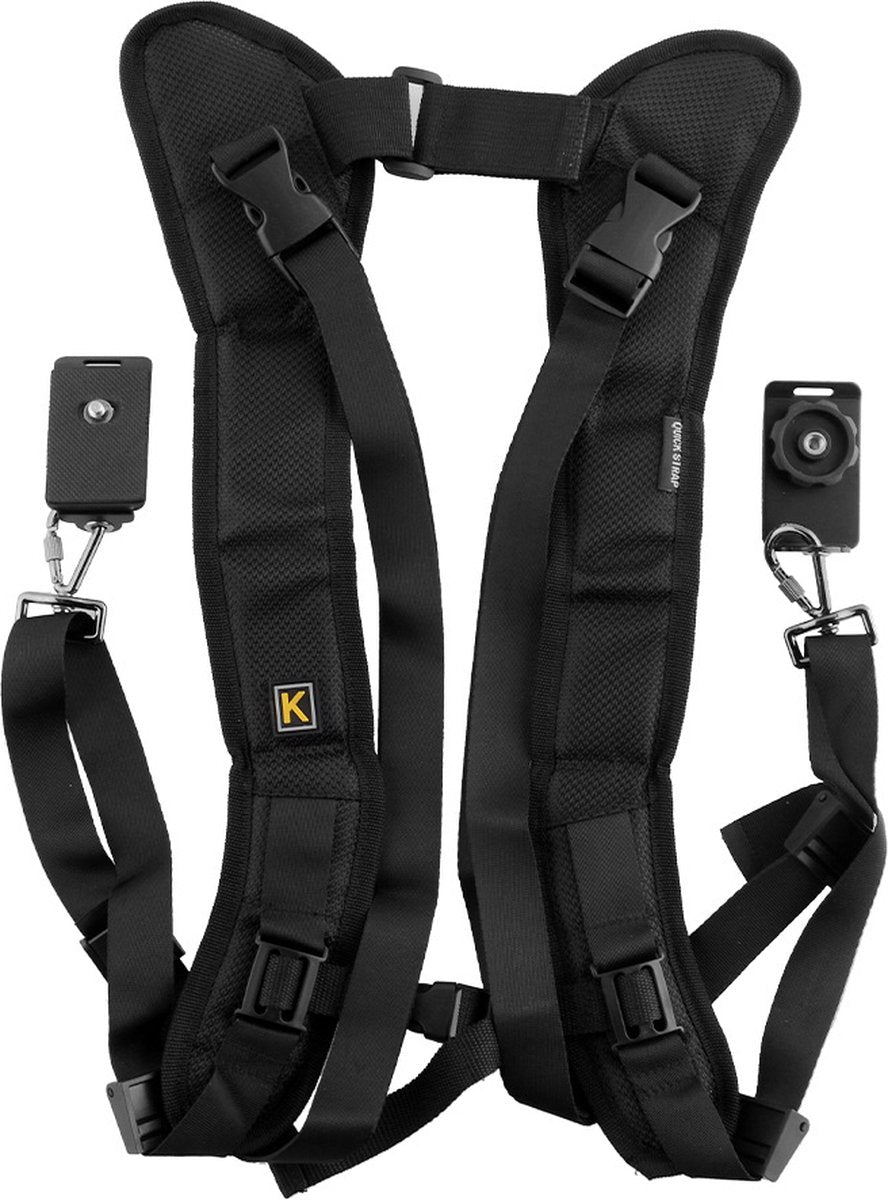 YONO Camera Harnas voor Systeemcamera - Dual Strap Camera Riem - Geschikt voor DSLR Canon / Nikon / Sony - Zwart
