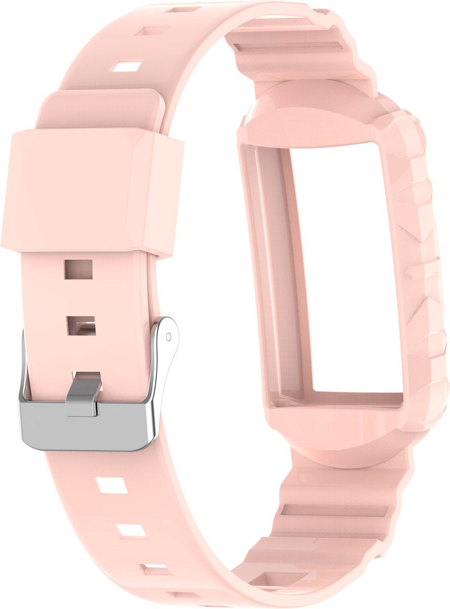 YONO Siliconen Shock Proof Bandje - Geschikt voor Fitbit Charge 6 / 5 / 4 / 3 - Lichtroze