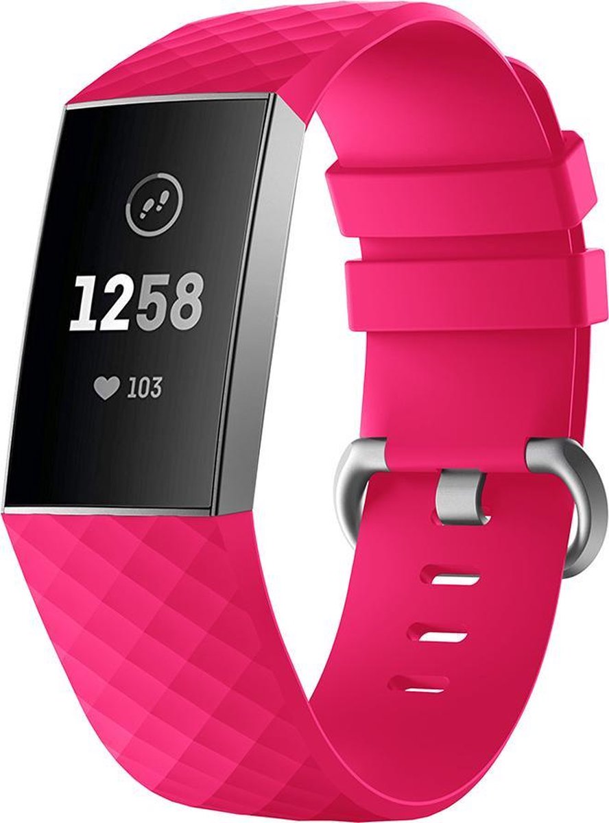 YONO Siliconen Bandje geschikt voor Fitbit Charge 4 / 3 – Roze – Small